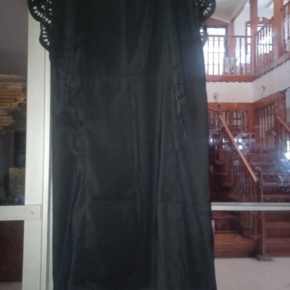 Spense Women's Dress SZ 6 Black with Wide Eyelet Lace - Picture 2 of 6